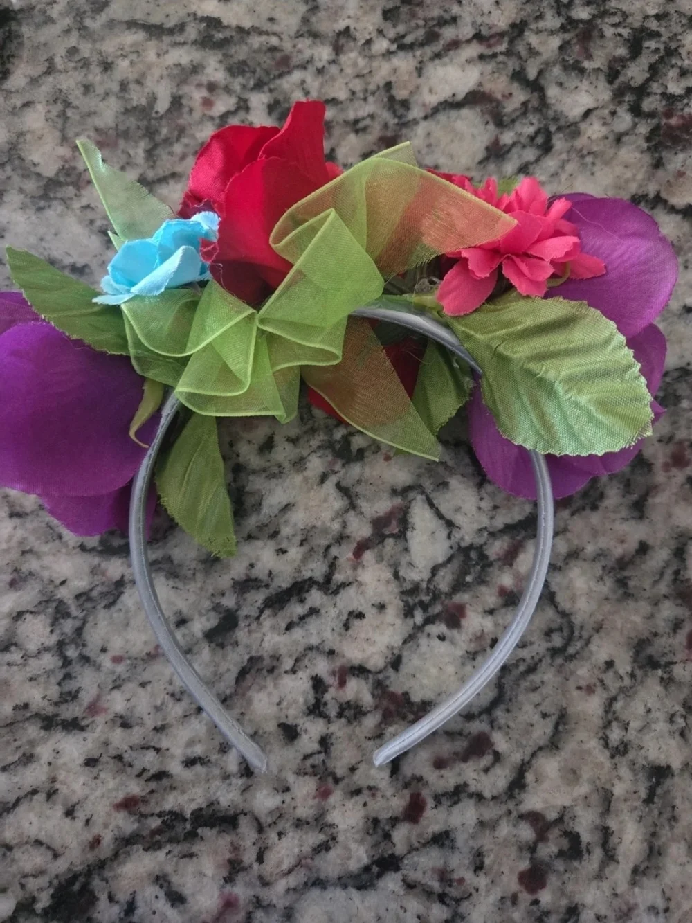 Floral Kids Headband with Pink and Purple Flowers